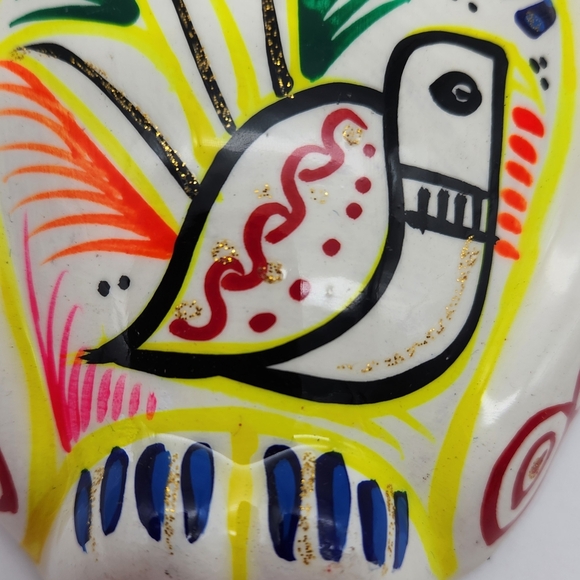 Handmade Guerrero Owl Wall Art Mexican Terracotta Ceramic 6.75"H Sparkly - Picture 3 of 5